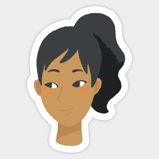 Asian woman black ponytail avatar Sticker